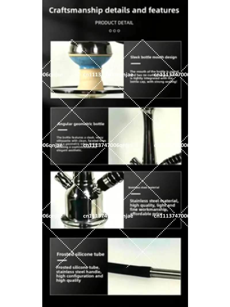 Premium Stainless Steel Hookah Full Set, High-End Bar Hookah with Smooth Smoke