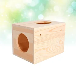 Durable Natural Wood Dragon Themed Chinchilla Hamster Guinea Pig House Cage Nest Pet Supplies Small Animals Home Rest