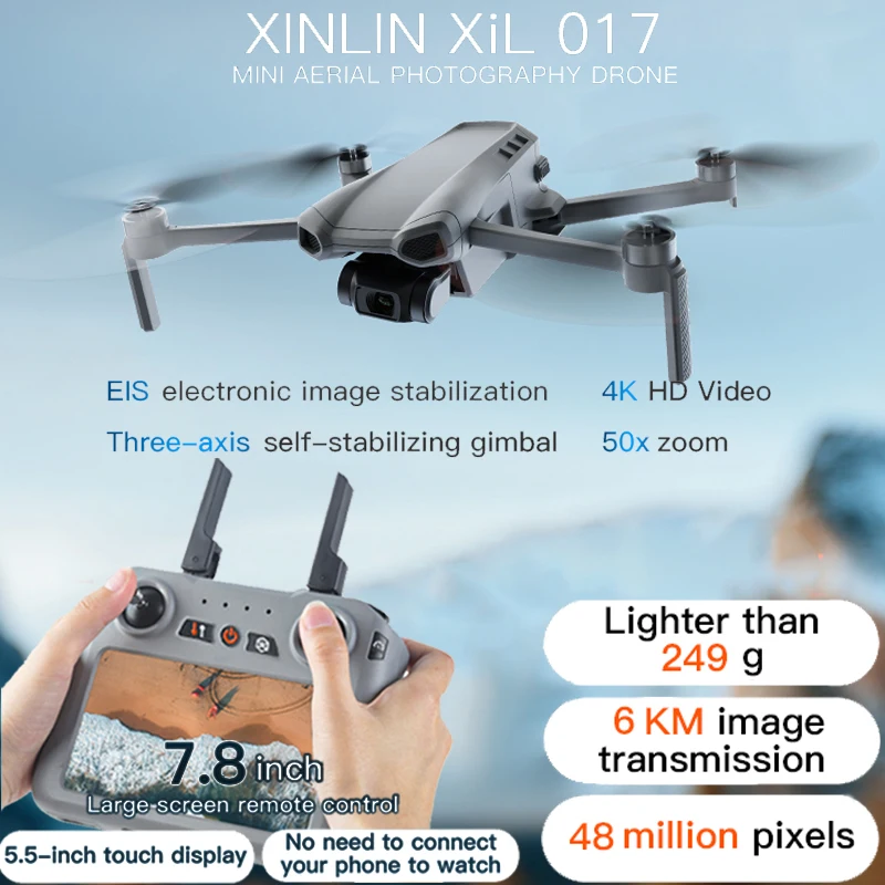 

Новый дрон XinLin XiL 017 4K HD камера 3-осевой подвес с сенсорным экраном 249 г Бесщеточный электронный радиоуправляемый квадрокоптер EIS Игрушка в подарок для детей