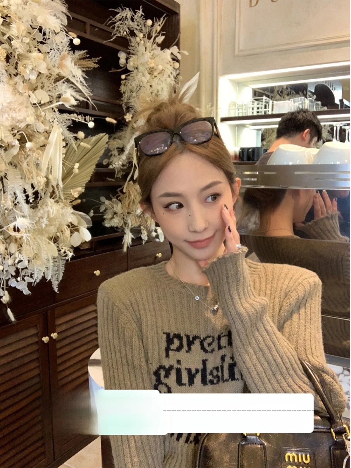 

Женский вязаный свитер MLS, весна 2025, новинка, с буквенным принтом, повседневный, с круглым вырезом, очень милый, эффект «бумажной ткани»