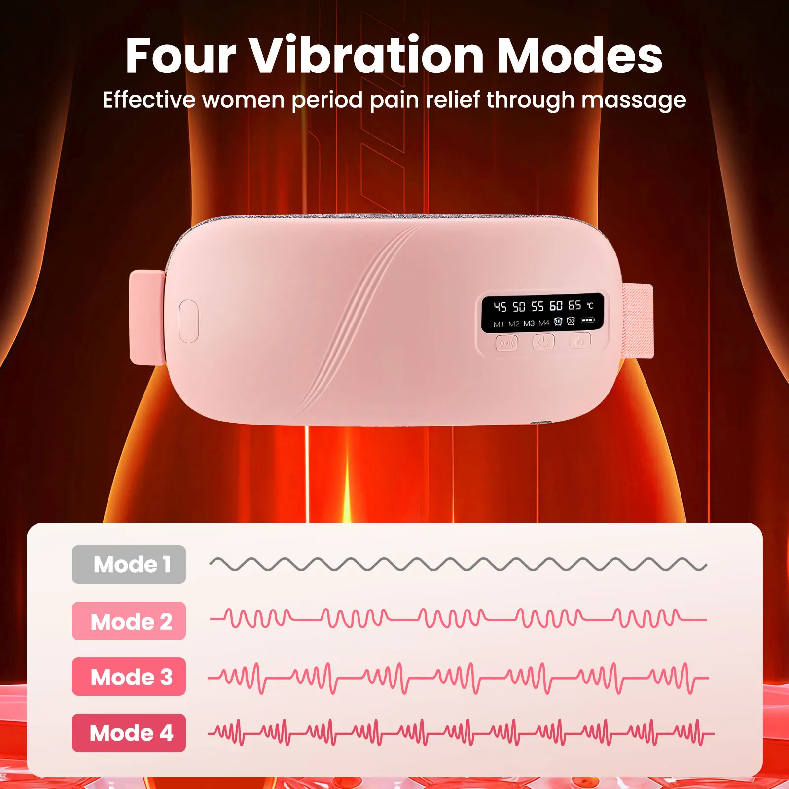 Electric Fast Heating Vibration Waist Massage Belt Smart Warm Palace Women Menstrual Heating Pad for for Cramps Period Relief view 4
