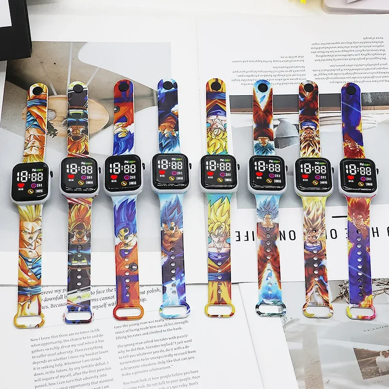 NEW Goku children‘s watch Cartoon print strap Dragon Ball LED square Waterproof electronic watch boys girls birthday toys gifts