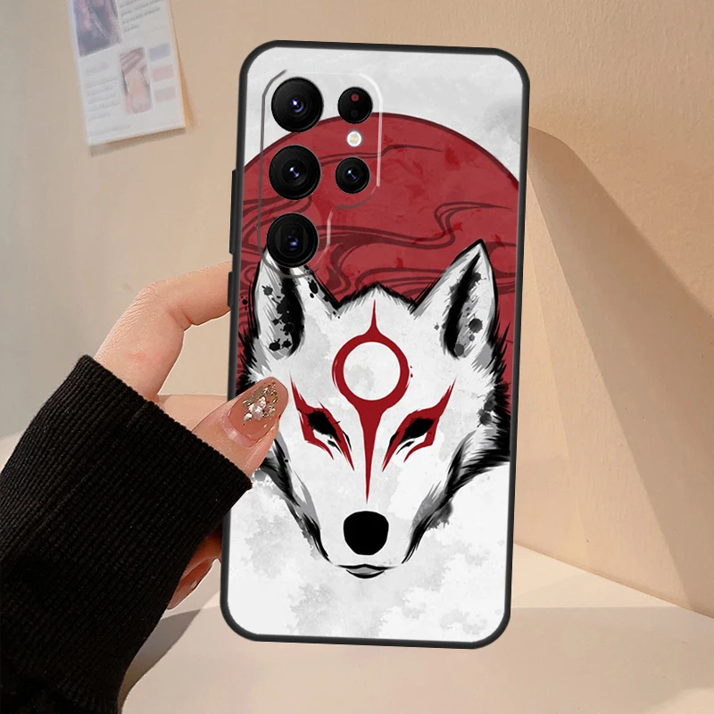 Okami Wolf Phone Case For Samsung Galaxy S20 FE S21 S22 S23 Ultra S8 S9 S10 Note 20 10 Plus Fundas