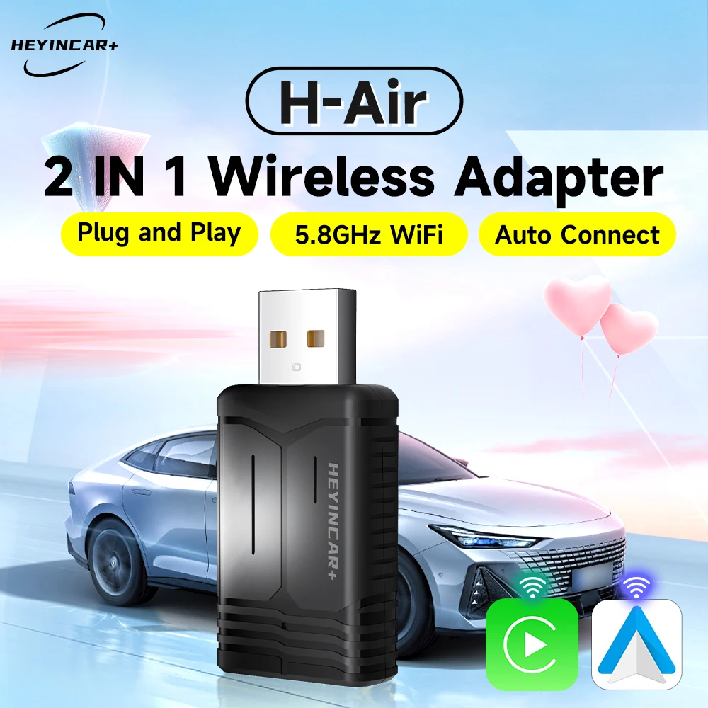 

HEYINCAR Mini 2in1 Wireless CarPlay Adapter Android Auto Wireless Dongle Wifi 5.8G Auto Connect Box For Android Phone For Volvo