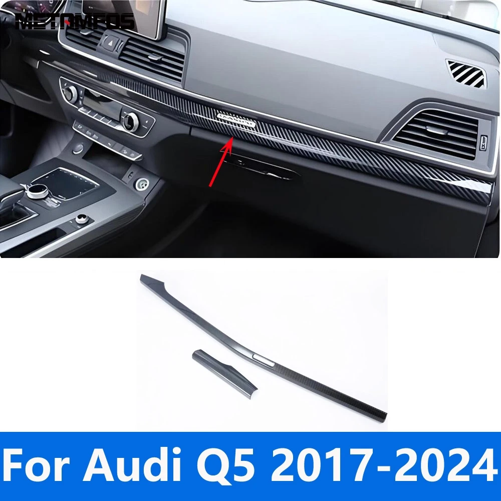 

Для Audi Q5 2017-2020 2021 2022 2023 2024 центральная консоль из углеродного волокна, панель приборной панели, полоса, накладка, аксессуары, Стайлинг автомобиля