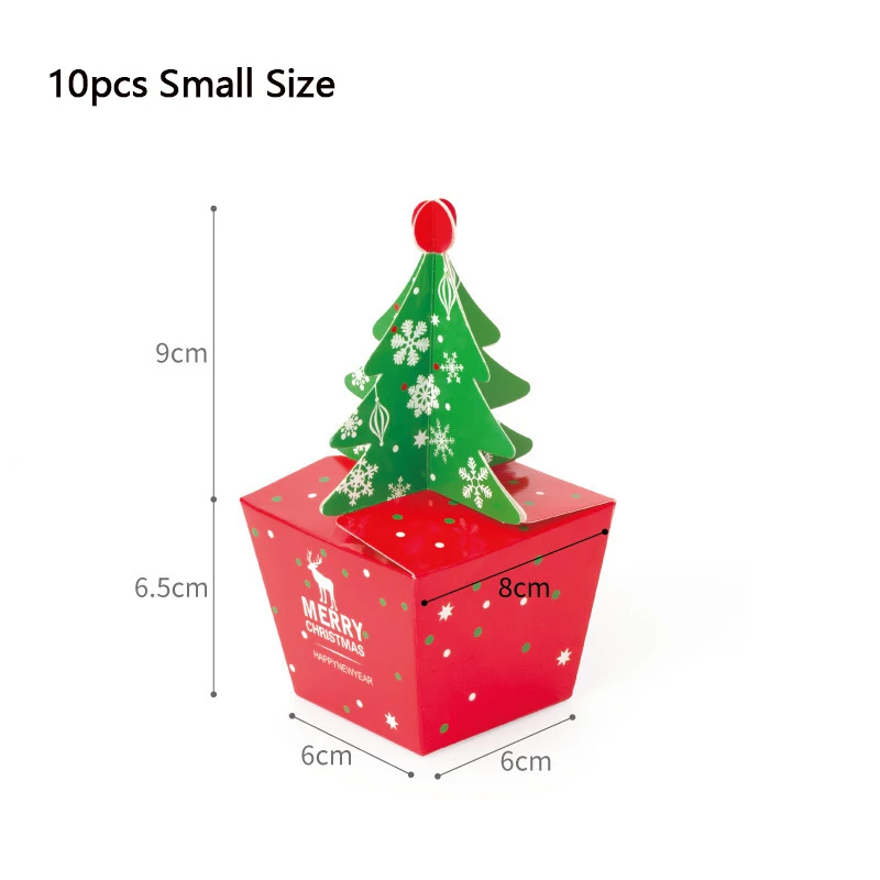 10 stücke Weihnachten Geschenk Verpackung Box Weihnachten Baum Apple Box Party Candy Box Desktop Dekoration Papier Dessert Box Party Liefert – Detail 2