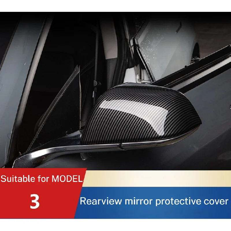 

For Tesla Model 3 Model Y Real Carbon Fiber Car Rearview Mirror Shell Protective Decorative Cover Auto Exterior Accessorie