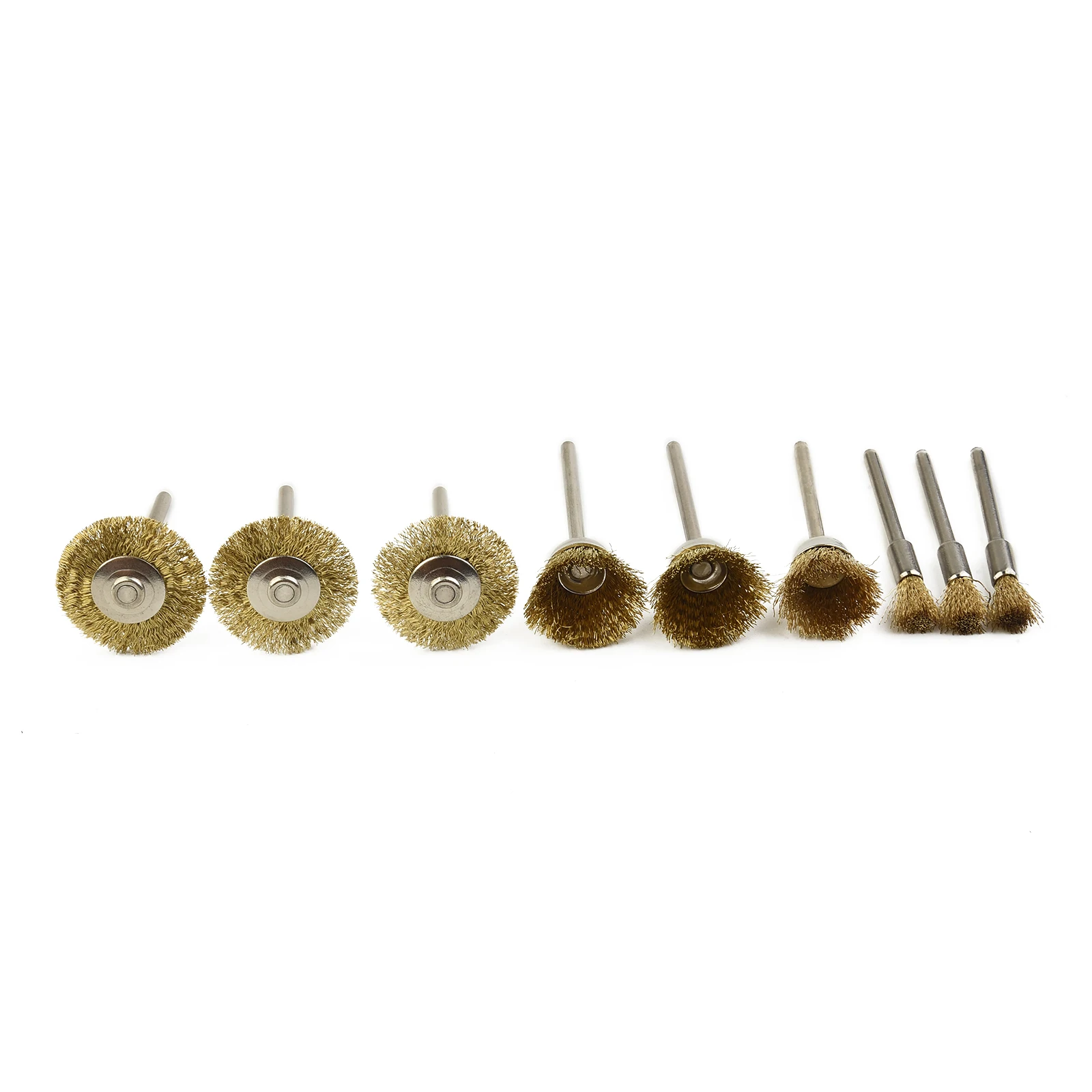 9pcs/Set 22mm,18mm,6mm Brass Wire Polishing Brushes Wheels Rotary 1/8