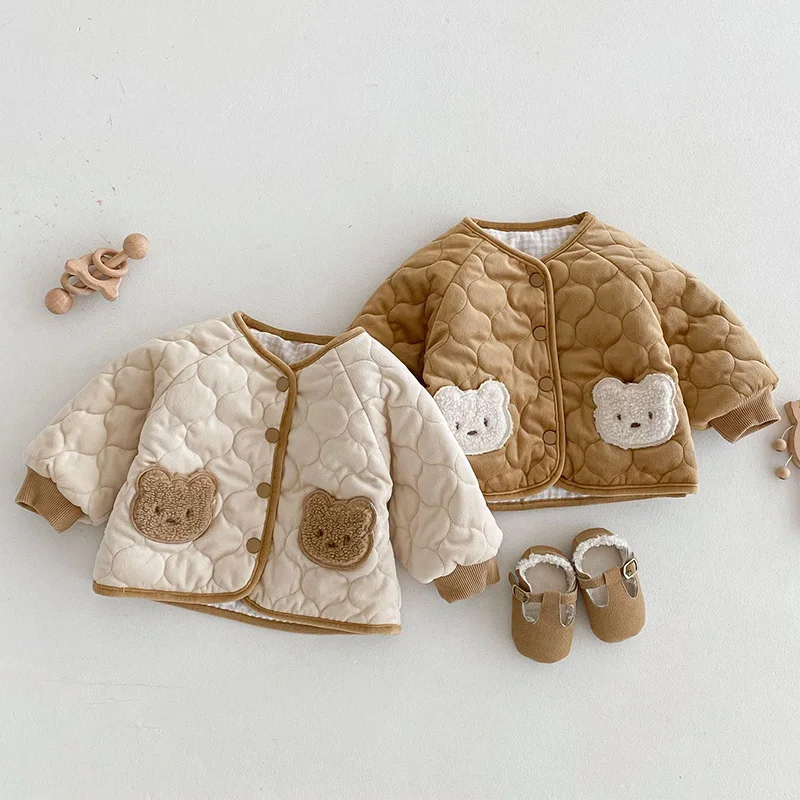 Double-sided Baby Winter Jackets Cute Bear Autumn Baby Outerwear Clothes Casual Kids Coats for Girls Boys Tops Clothing 0-5Y