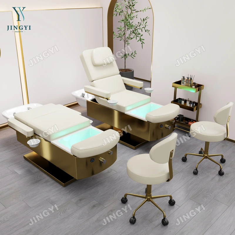 custom.Modern Luxury Base Light Surfing Pedicure Shampoo Bed White Therapy Hair Washing Salon Bed