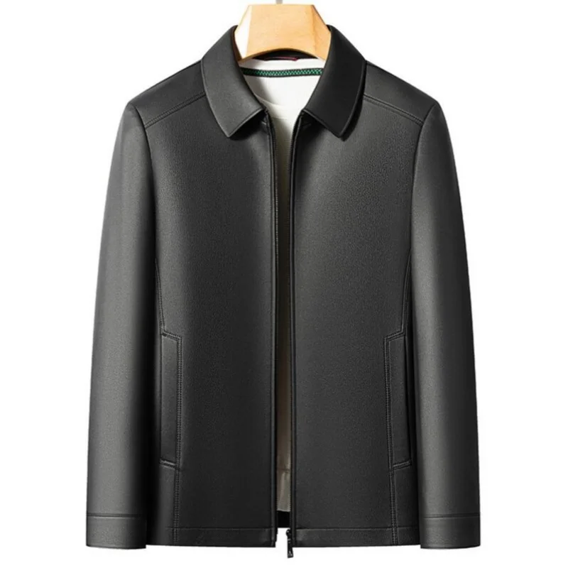 

Мужская модная повседневная куртка из козьей кожи большого размера, пальто с лацканами, элитная весна-осень