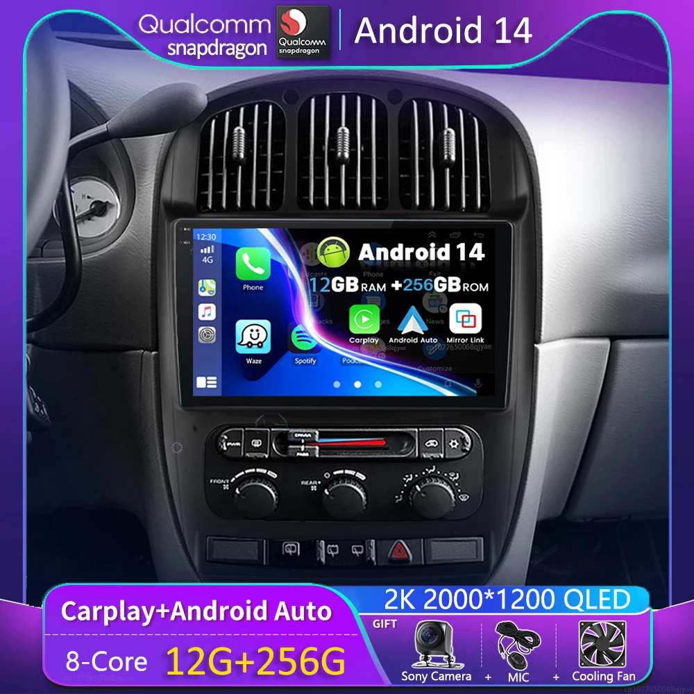 Android 14 Car Radio For Dodge Caravan 4 For Chrysler Grand Voyager RS 2000 - 2012 Navigation GPS Multimedia Video Player Stereo