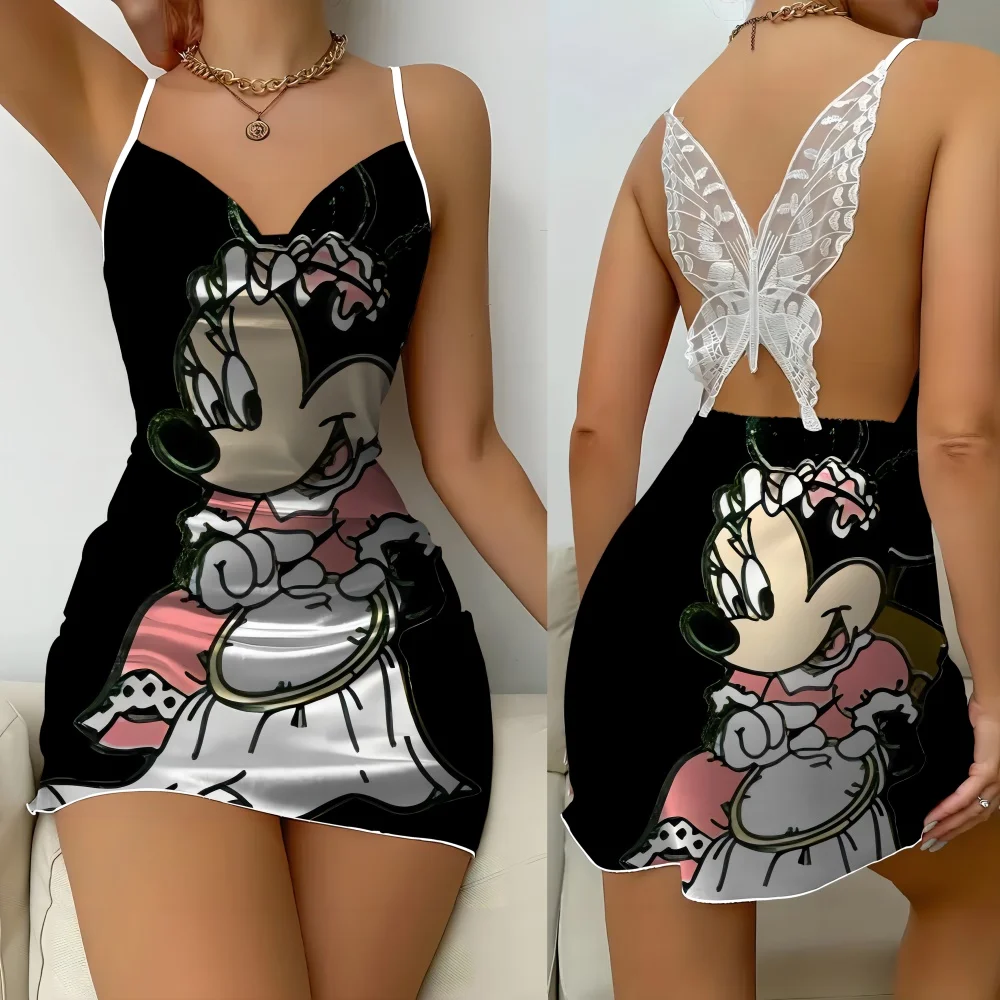 Comfortable Women's Summer Pajama Sexy Romantic Sleevesless Female Nightwear Disney Cartoon Women's Sleeping Dress Free Shipping