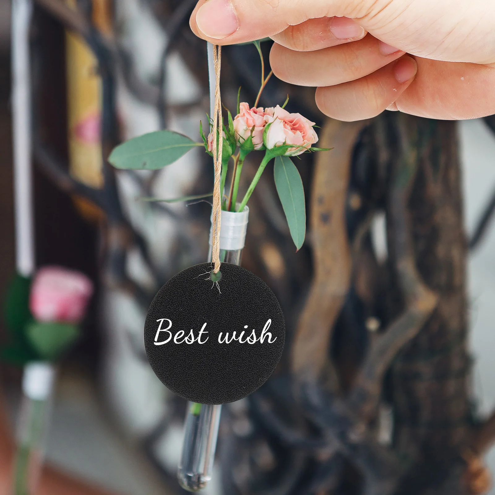 

10pcs Mini Wooden Blackboard Hanging Chalkboards Double Sided Thick Sturdy for Wedding Crafts Party Favors Home Decoration