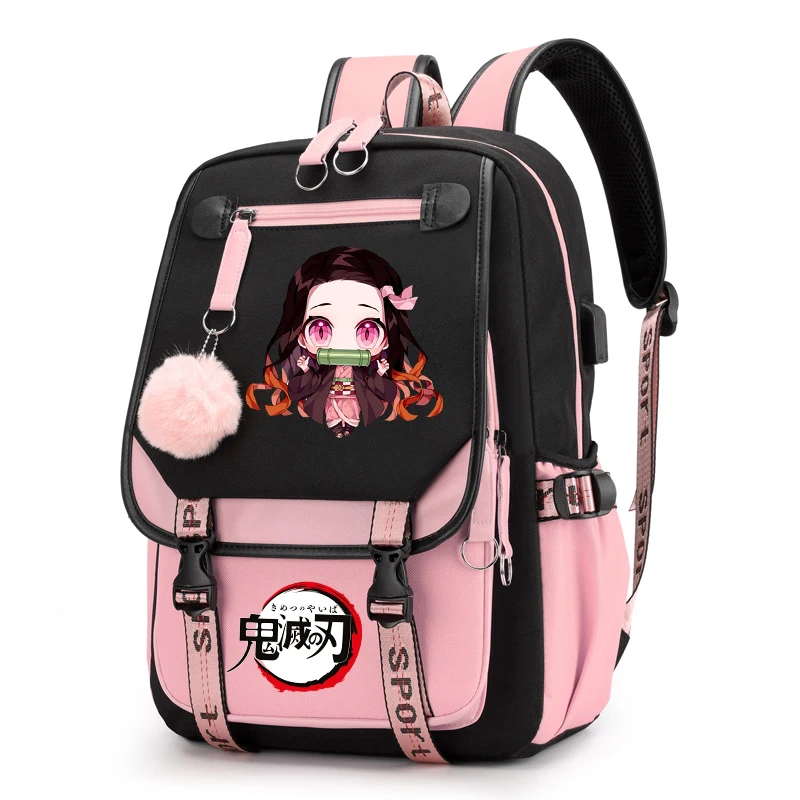 

Anime Demon Slayer Canvas Backpack Teenage Students School Bags Laptop Rucksack Kimetsu no Yaiba Nezuko Back Pack Girls Bookbag