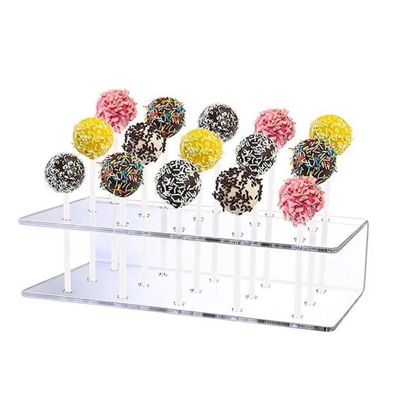 15 Holes Acrylic Lollipop Display Stand Acrylic Rectangle Shape Durable Holder Wedding Party Candy Dessert Stick Holder ﻿