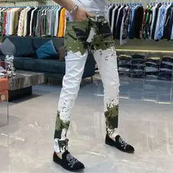 Trousers for Men Slim Fit Thin Printing Casual Pants Man Summer White Slacks Polyester Baggy Low Price Stylish Sale Clothes Long