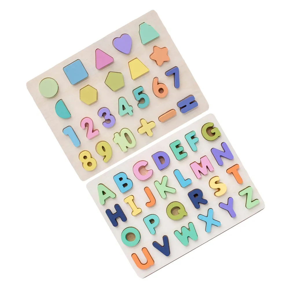 

2 Sets Kids Wooden Colorful Number Letter Blocks Early Education Learning Puzzle Children Cognitive Play Puzzle Toy