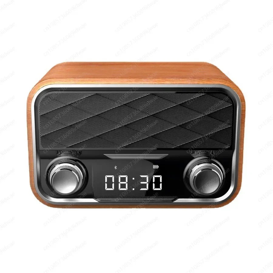 

Беспроводная зарядка, деревянный ретро-динамик Bluetooth, мини-двойной динамик, сабвуфер, карта, часы, настольный динамик