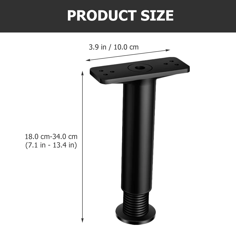4 ชิ้นโครงเตียงรองรับคู่ขากลางเปลี่ยนไรเซอร์ขาปรับได้สีดํา