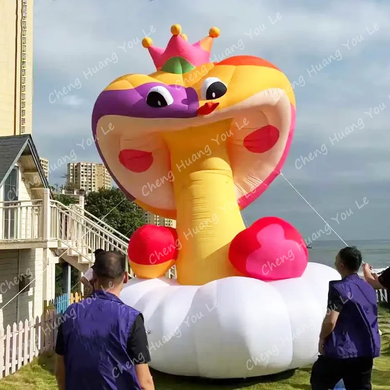 

Giant colorful inflatable queen snake cartoon moive animal snakes Chinatown new year culture celebration prop