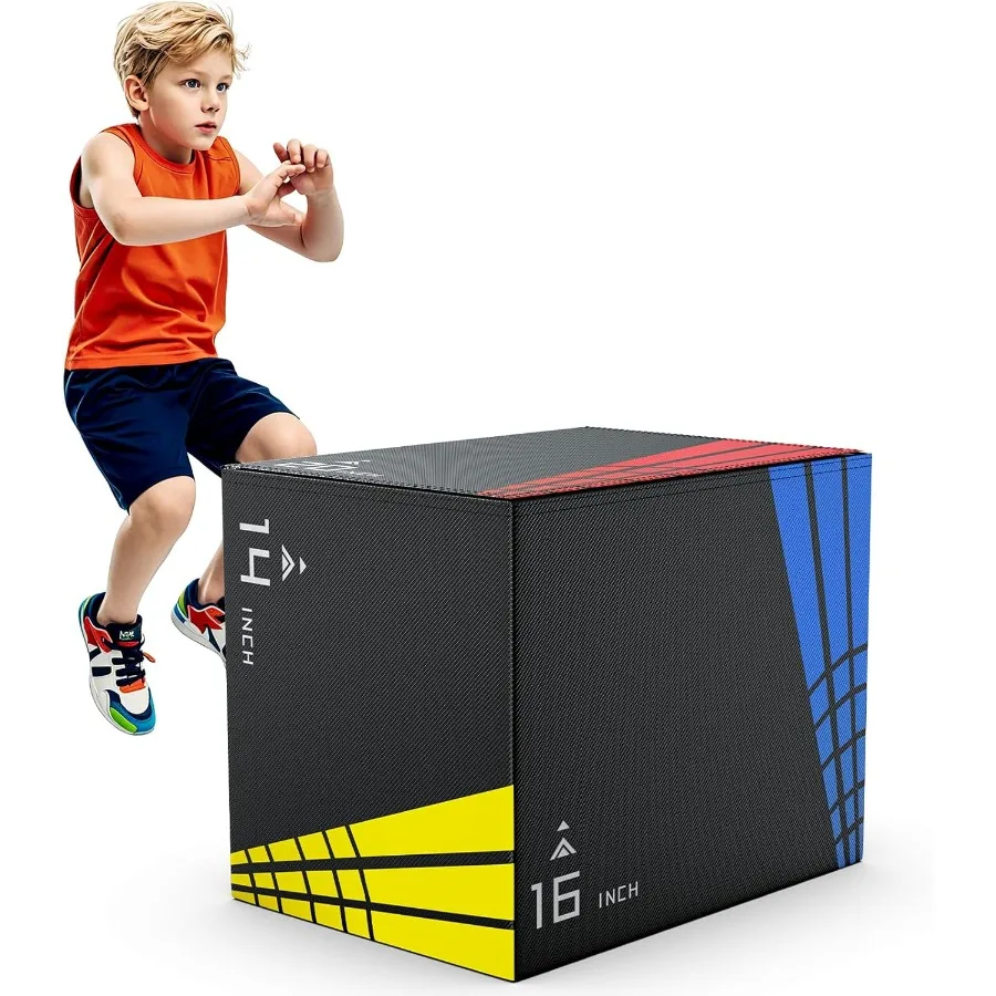 Caja de saltar fotométrica de espuma 3 en 1 con construcción de alta densidad para gimnasio en casa HIIT Crossfit y entrenamiento de agilidad: superficie antideslizante 44