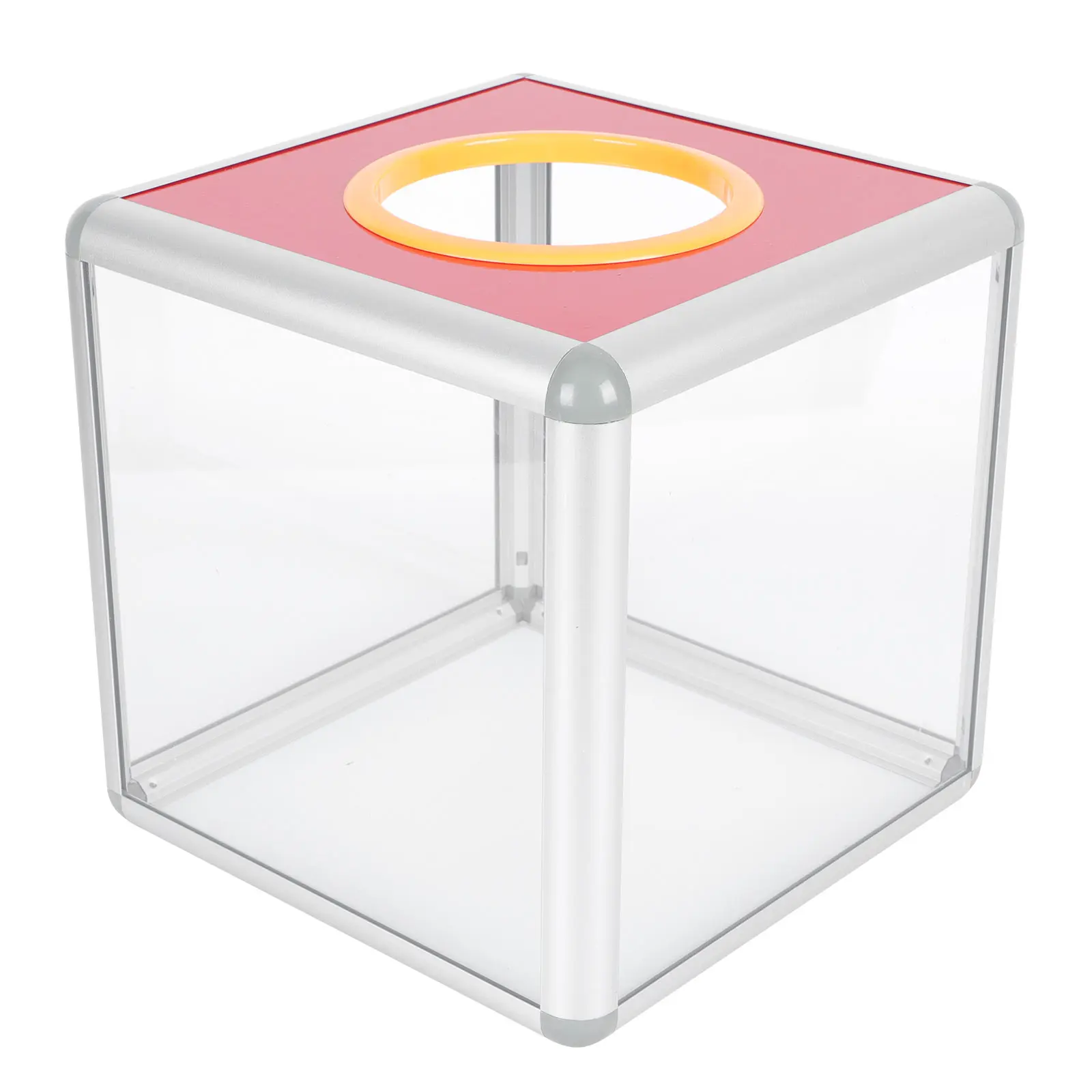 Transparent Lottery 25CM Aluminum Edge Storage Container for Public Fundraising Box Votes Fundraising Suggestions