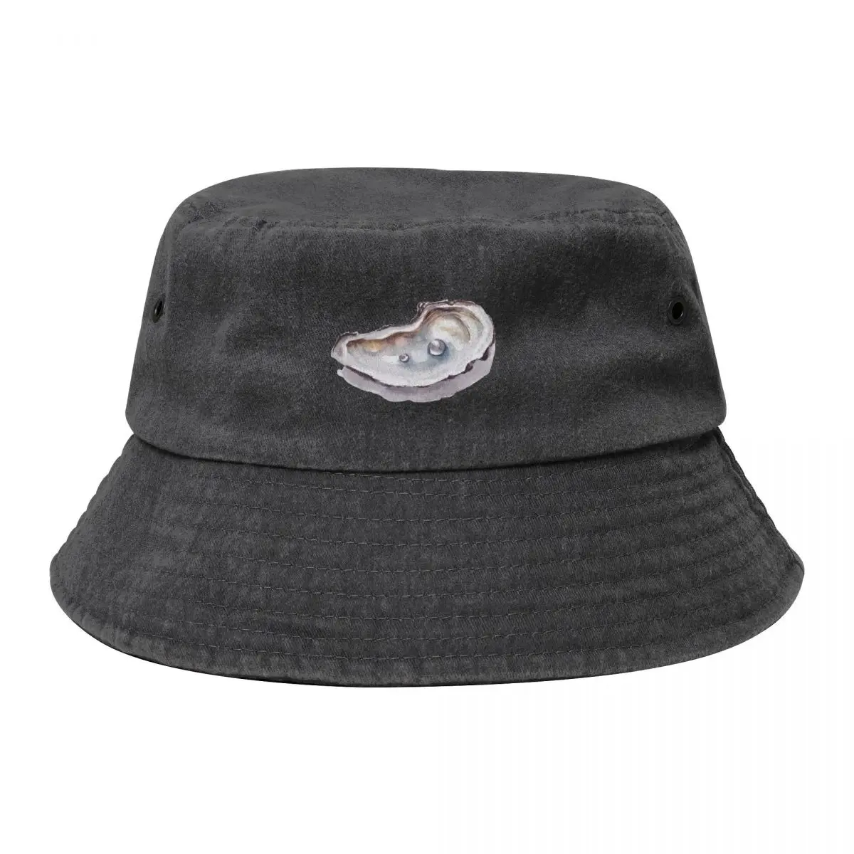 

Watercolour painting of an oyster shell with shiny pearls Bucket Hat Golf Hat golf hat genuine Fashion Beach Women Hats Men's