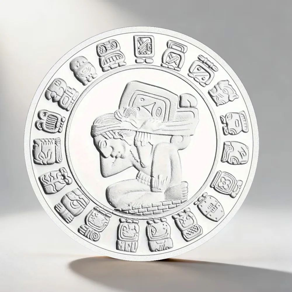 Mayan Aztec Totem Commemorative Coin Ancient Civilization Silver‑Plated Collectible Souvenir Medallion Gift