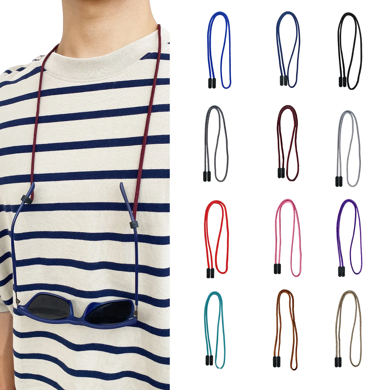 

OLLYMURS Retro Practical Low-elastic Strap Polyester Reading Non-slip Glasses Lanyard Glasses Accessories Hair Glasses Chain
