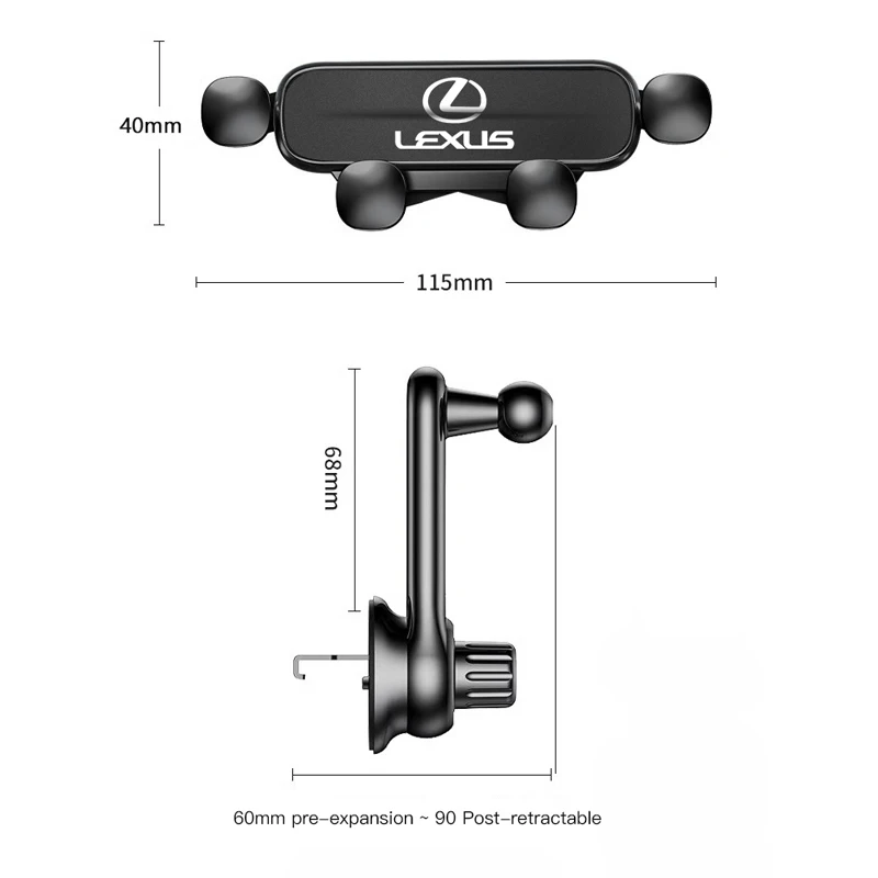 الجاذبية حامل هاتف السيارة تنفيس الهواء تلسكوبي دعم لكزس RX300 IS200 IS250 ES350 Ct200h UX250h NX300h RX350 ES300h RX400h #5