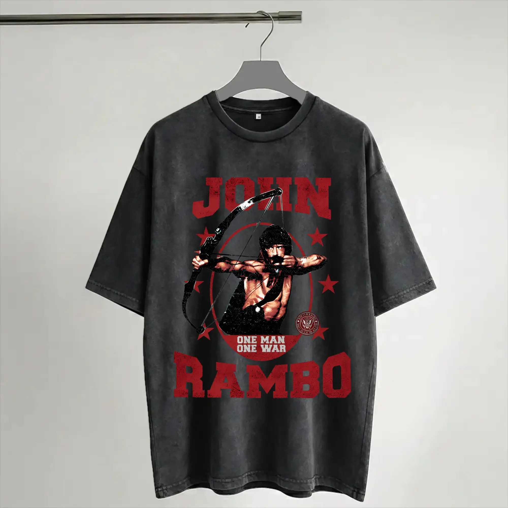 Summer John Rambos Washed T Shirts Merch Oversize T-Shirts  for Men Women Tee Shirt