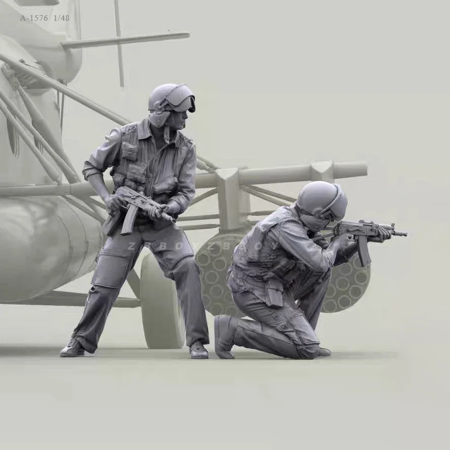 1/48 Resin Soldier model kits figure colorless and self-assembled （Two people）A-1576