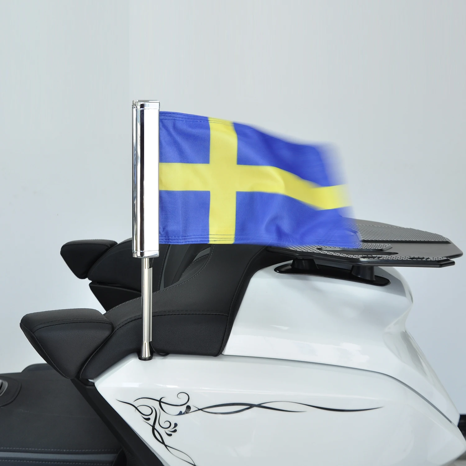 

Panical Sweden LED Passenger Rear Trunk Flag Set Flagpole Kit For Honda Gold Wing Tour GL1800 2018-2024