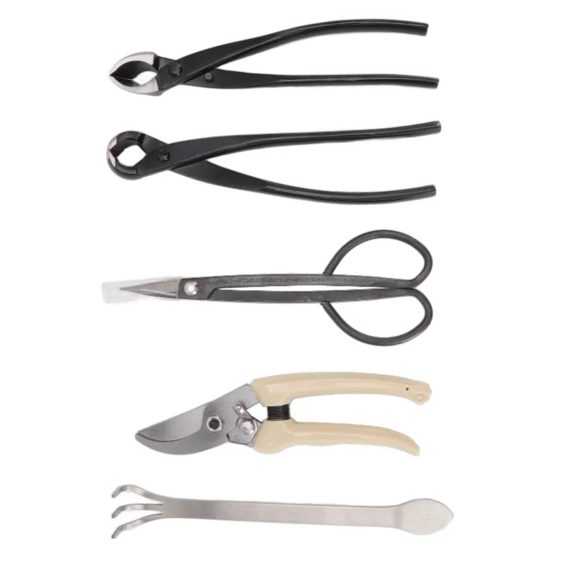5Pcs Bonsai Tool Set Kit Carbon Steel Bonsai Scissors Rake Branch Cutter Pruning Shears Pliers Garden Tools