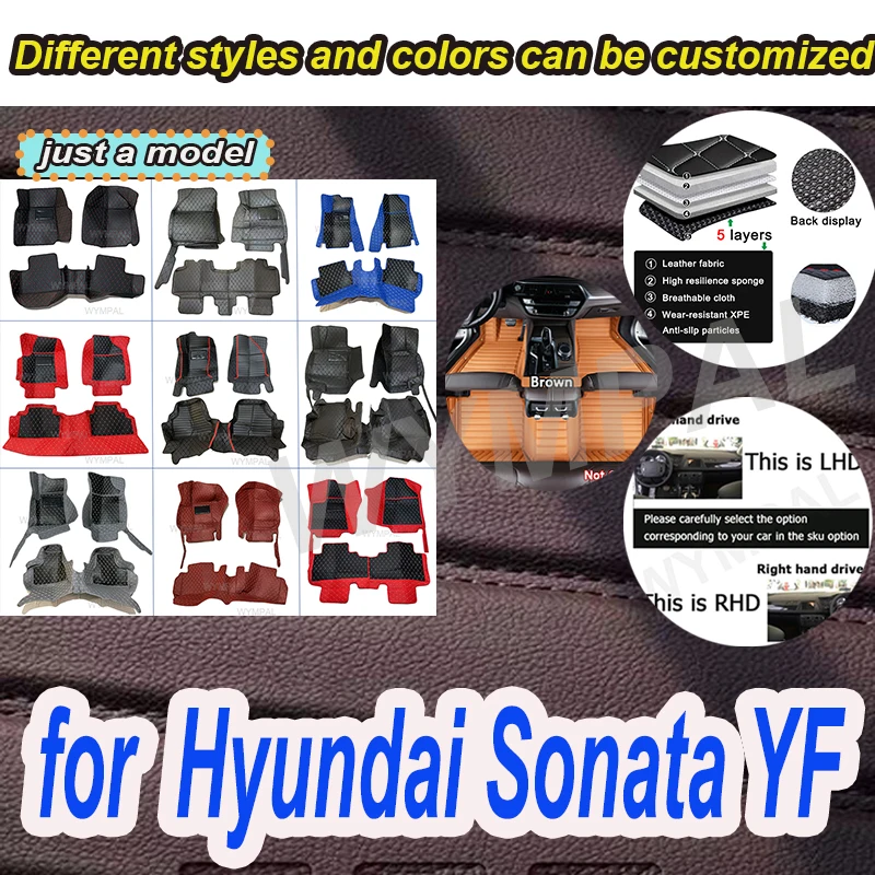 

РОСКОШНЫЕ автомобильные коврики для Hyundai Sonata YF 2014 2013 2012 2011, внутренние автозапчасти, водонепроницаемые чехлы на заказ