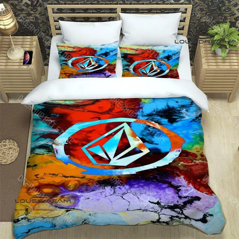 3D Printed V-VOLCOM LOGO Bedding Set for Boys Girls Duvet Cover Pillowcase Included Twin Queen King Full Single Double Sizes