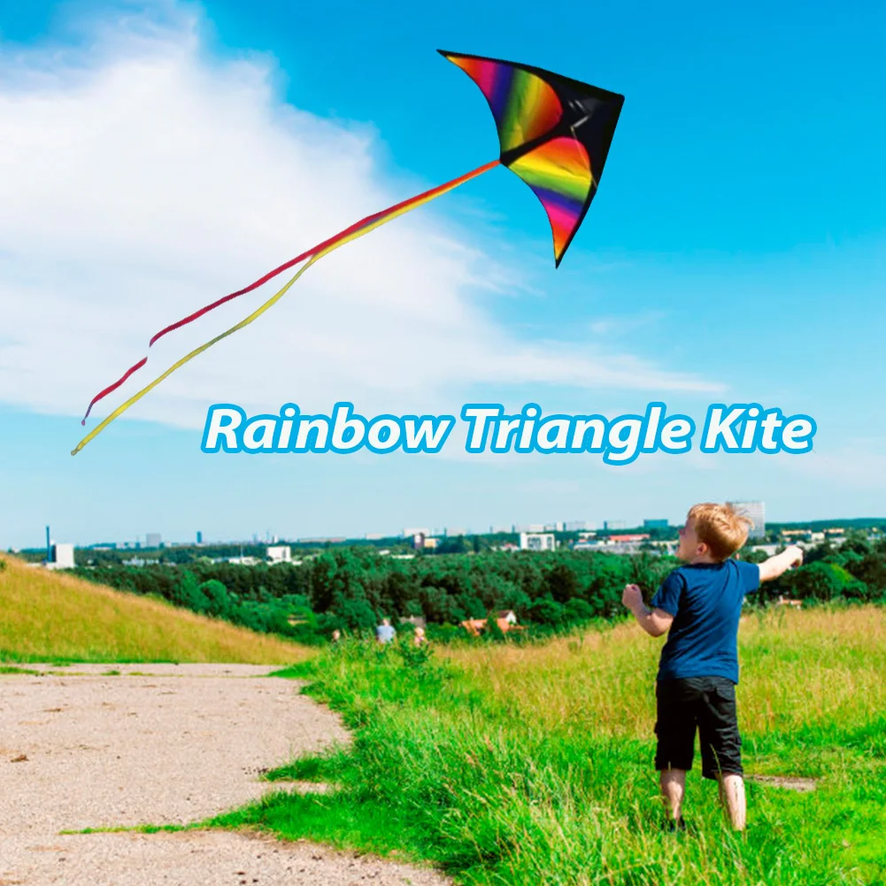 Fly Wind Kite with Wire Board 2x3m Tail Cute Rainbow Kite Easy To Fly Colorful Flight Kite Enhance Coordination for Boys Girls