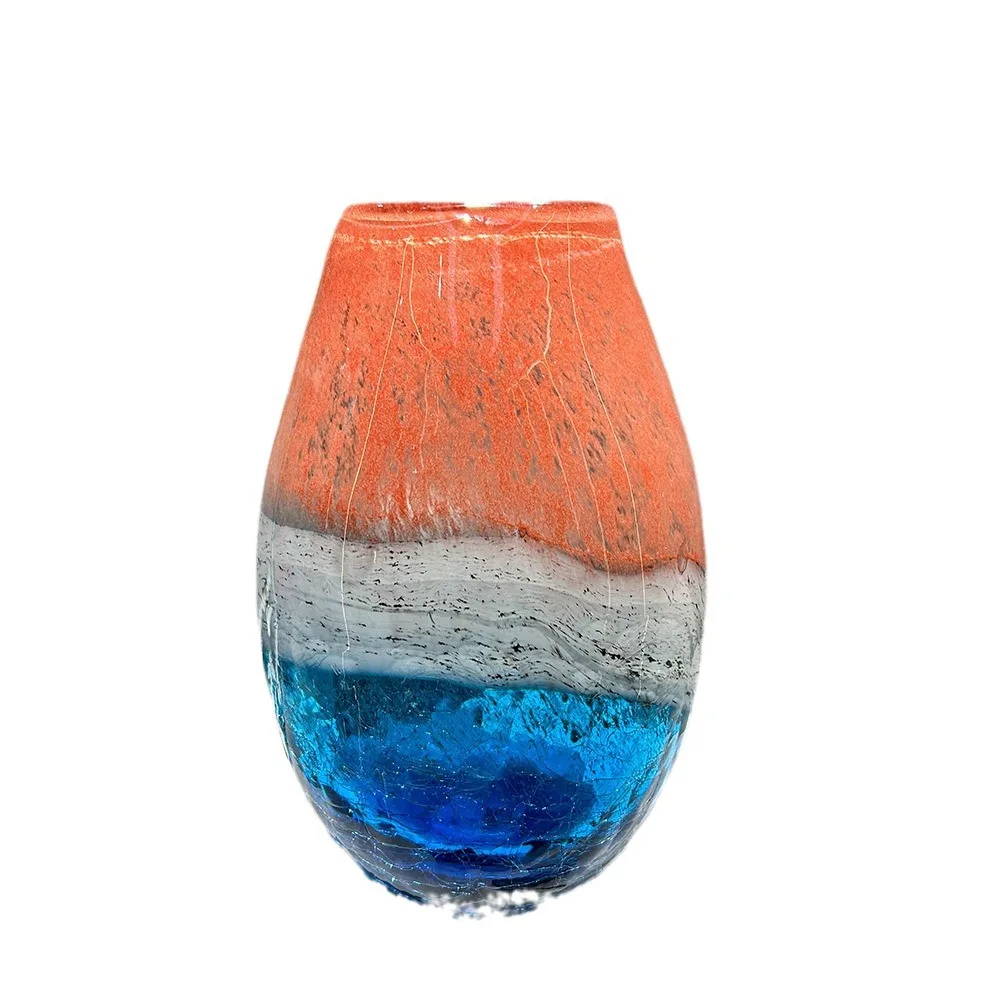 

Light luxury high-end color glazed vase dining table flower arrangement creative ornament decoration