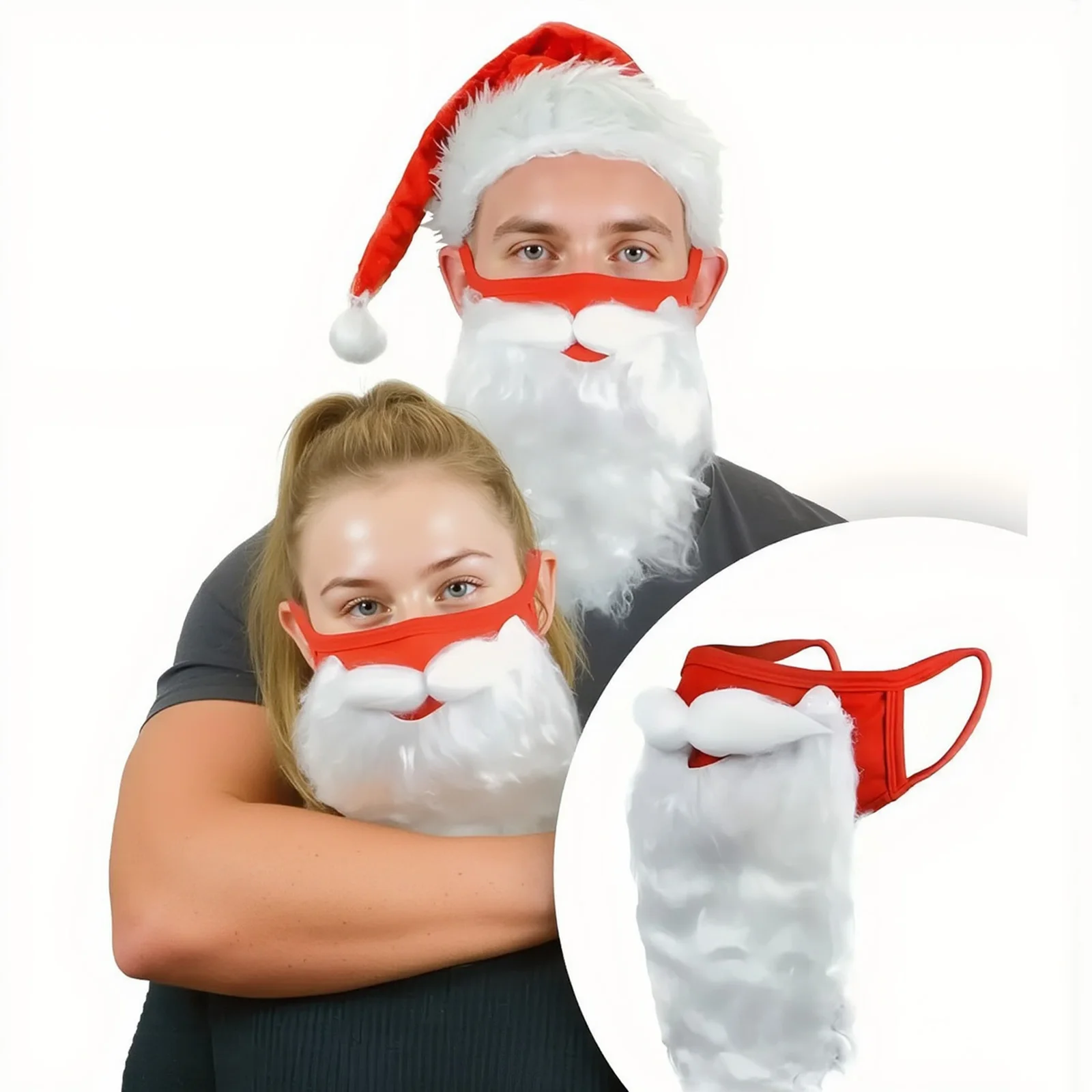 

Рождественский праздник Санта-Клауса, маска для лица с бородой или без Рождественской шляпы Клауса, костюм для взрослых, нарядные аксессуары для косплея