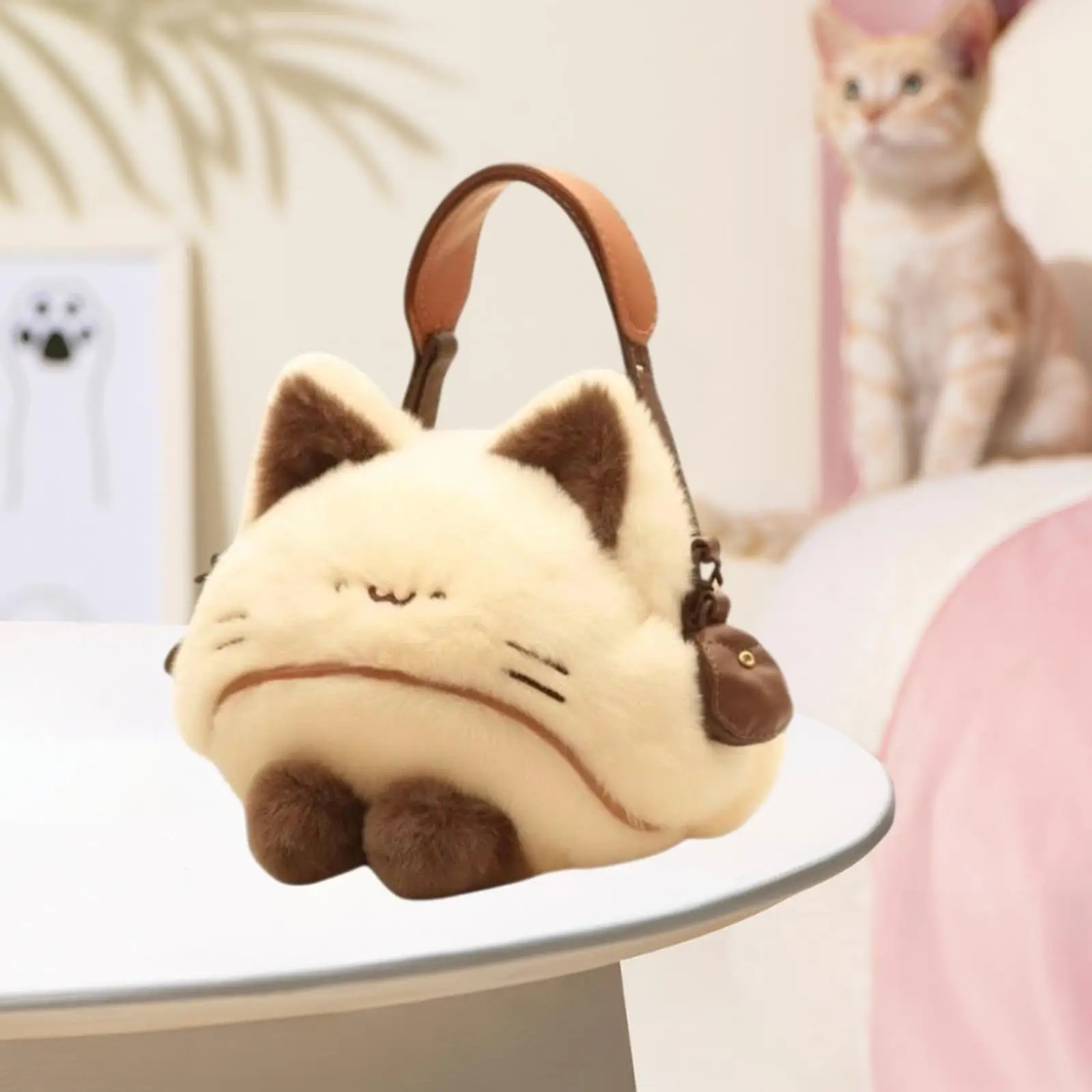 

Cat Plush Bag Fashion Funny Lightweight Makeup Bag Stuffed Animal Bag Handbag for Adults Family Kids Birthday Gifts Men Girls