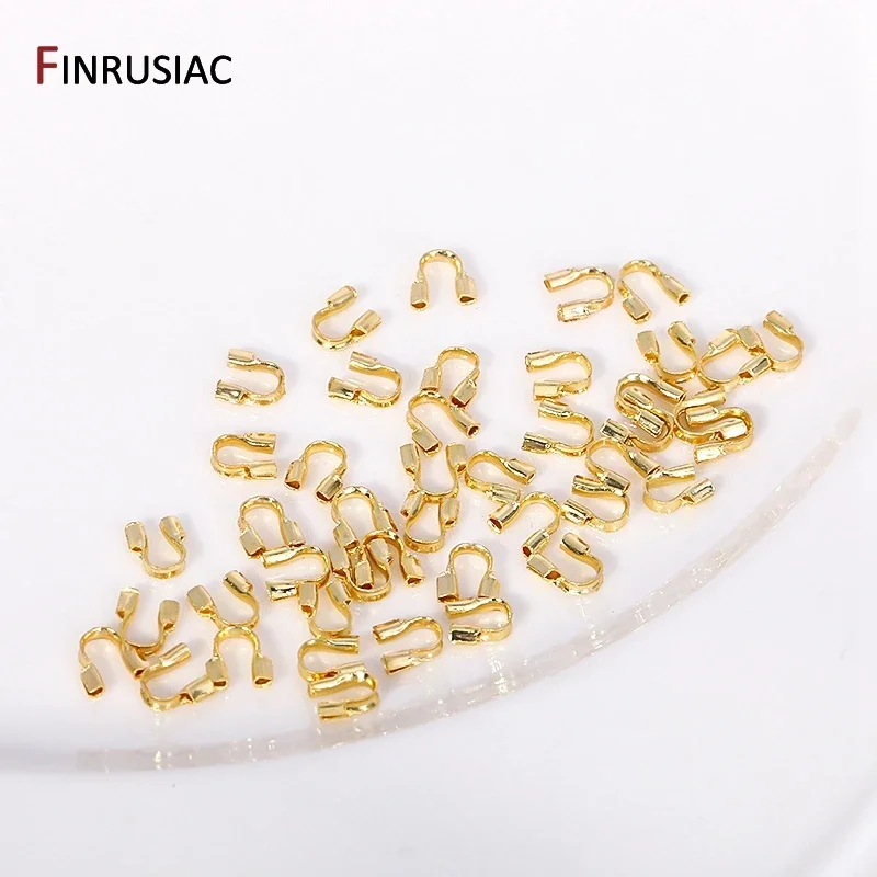 14k/18k Gold Plated Brass Wire Guardian Cord Protector,U Shape Wire Protectors Connector For DIY Jewelry Making Supplies