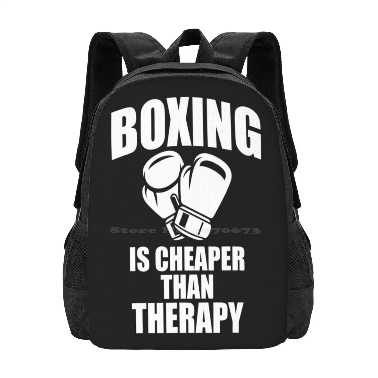 Boxing Is Cheaper Than Therapy Funny Fight Hot Sale Schoolbag Backpack Fashion Bags Funny Boxing Love Boxing