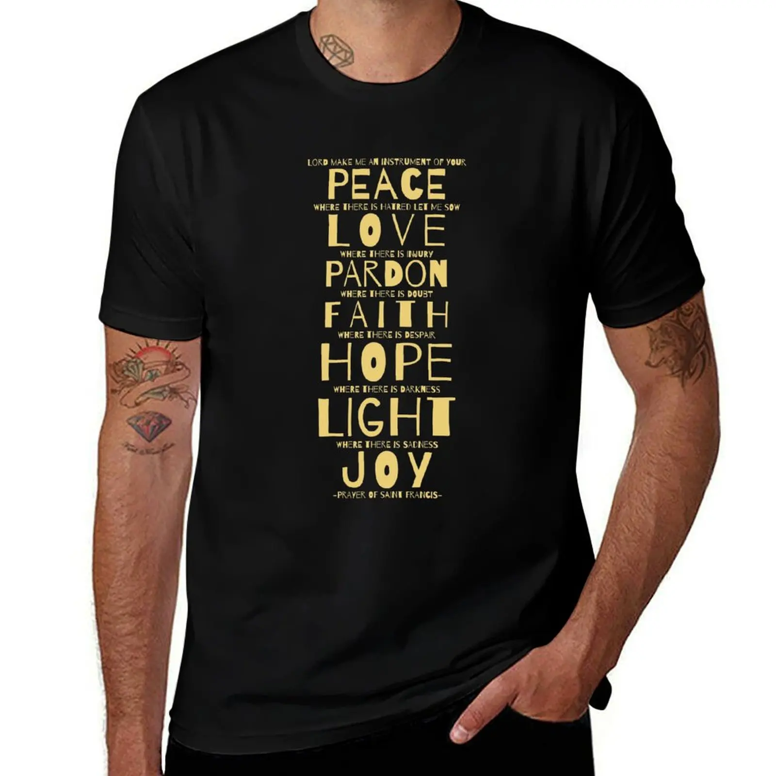 

Saint Francis prayer - Peace PAX Catholic T-Shirt t shirts for man pack white t shirt man cotton T-Shirt
