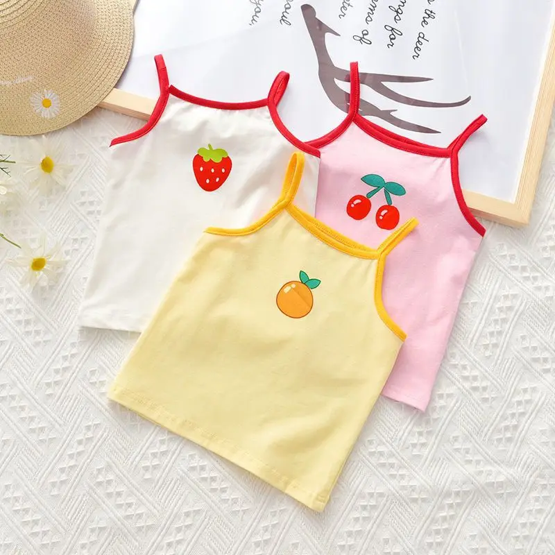 2025 Girl Cotton Singlet Tops Breathable Underwear Tank Kids Quality Undershirts Cute Tank Tops Size 1-6T