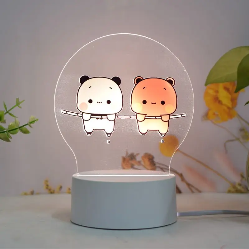 Bubu Dudu Led Night Light Cute Bear Panda Figures Lamp USB Warm Yellow Light Creative Cartoon Home Decorative Christmas Gift