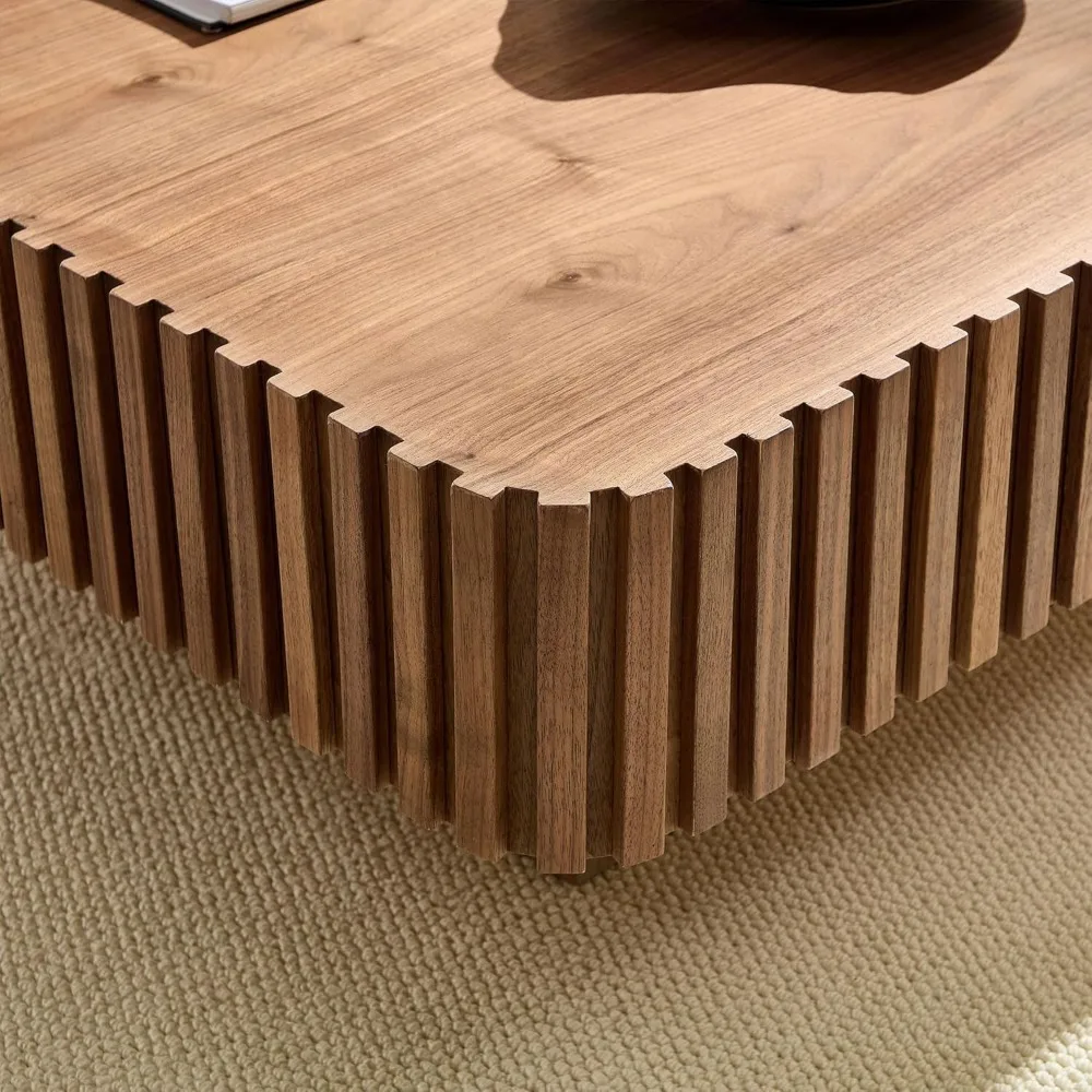 Walnut Coffee Table Modern Handcraft Drum Wooden Solid Wood Veneer Tea Tables for for Living Room Apartment, Coffee Table