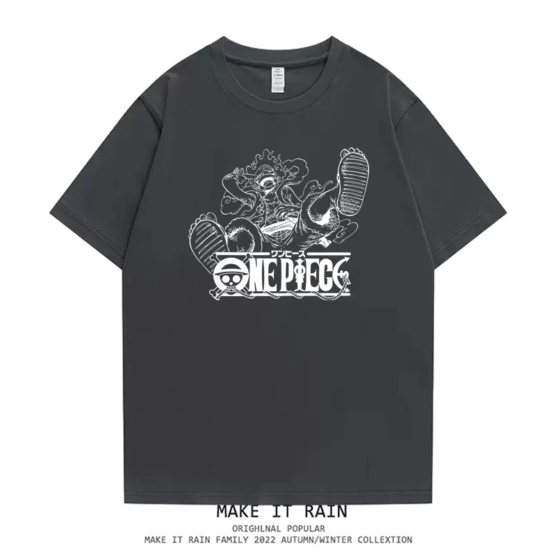 Camiseta de manga corta de algodón Retro americano, ropa de calle holgada con estampado de una pieza para hombre y mujer, novedad de verano