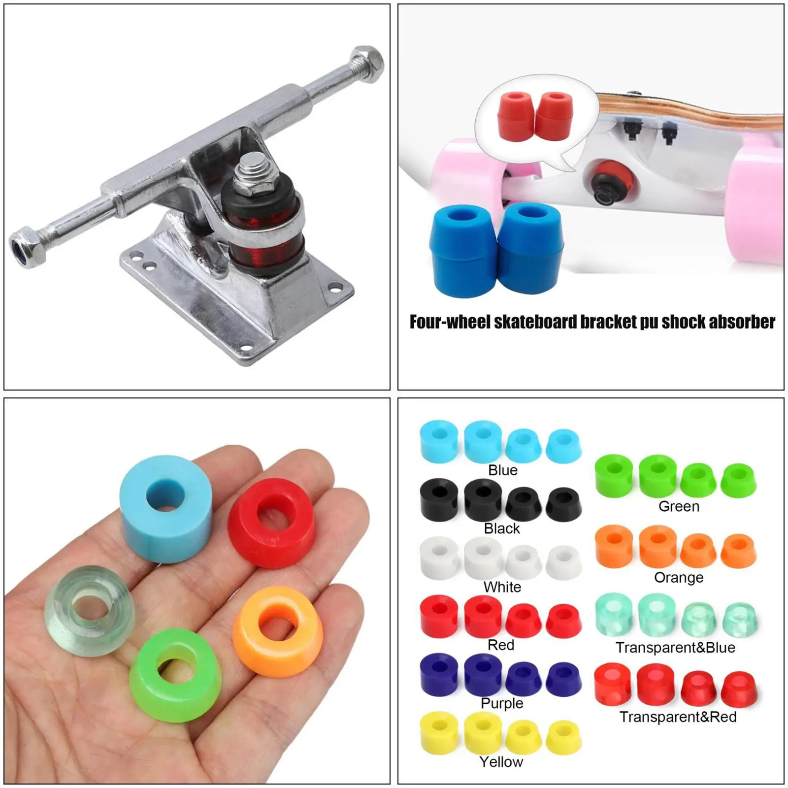 2x4x 92A Skateboard truk Bushing Longboard penggantian Bushing merah