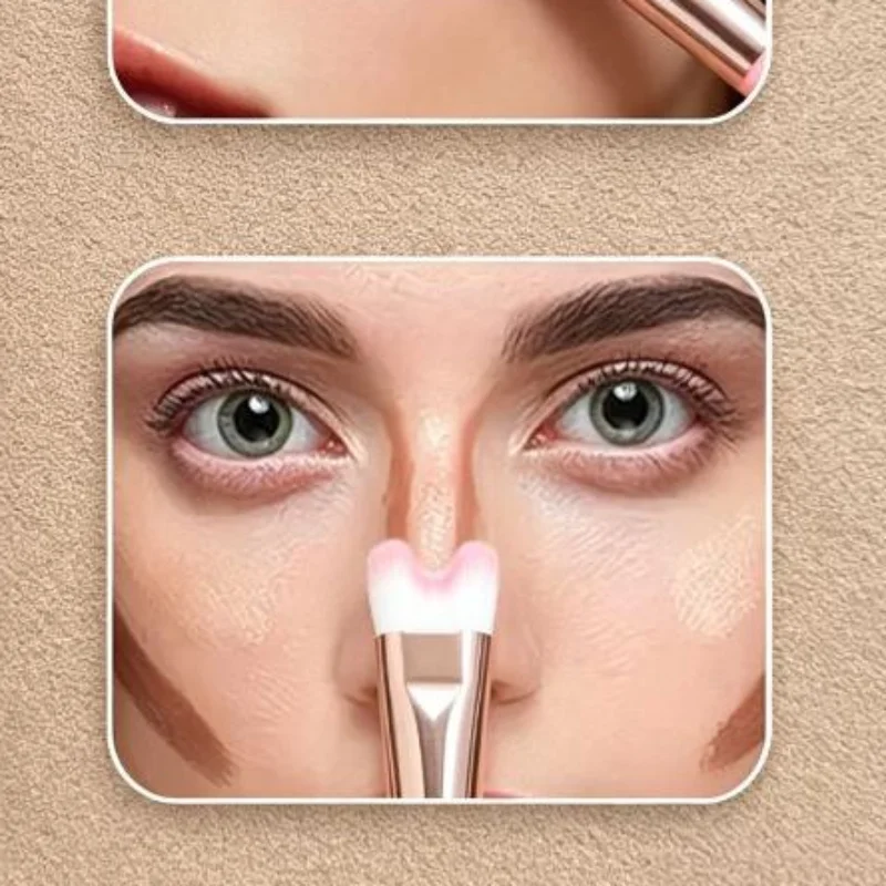 2-in-1 Nose Contour Brush U-Shaped Dual-End Soft Bristle Makeup Brush Lightweight Beauty Tool for Cosmetic Novices